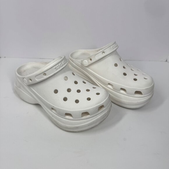 Crocs Classic Bae White Platform Size 7 Clogs Rubber Chunky Clogs - Picture 1 of 14